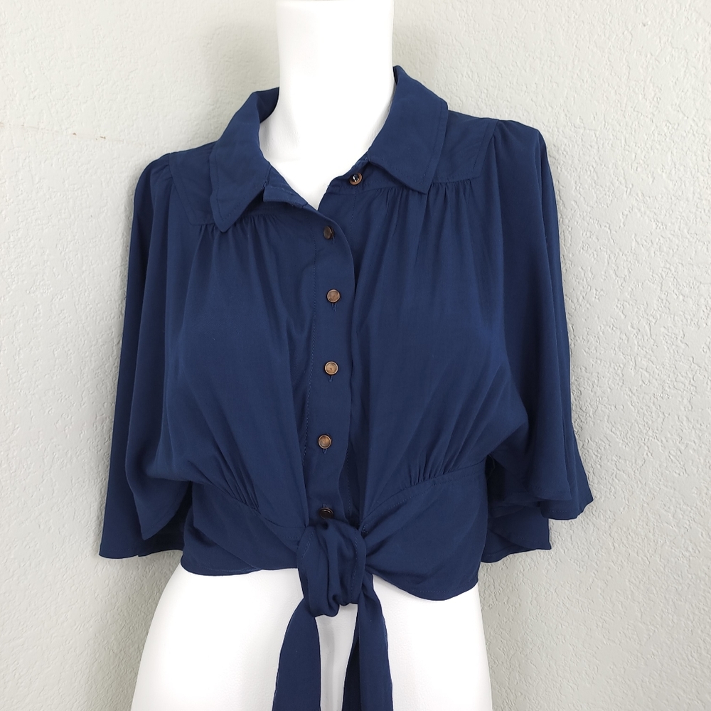 Maeve Anthropologie Womens Blue Crop Top Size 4